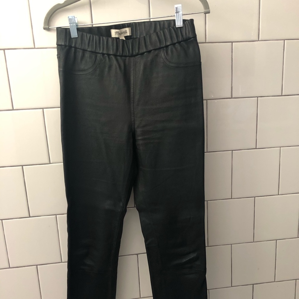 Madewell black leather skinny jeans size 29